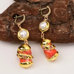 White Pearl Orange Coral Branch