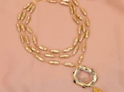 Natural Champagne Quartz Shell Keshi Pearl
