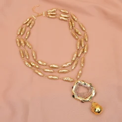 Natural Champagne Quartz Shell Keshi Pearl