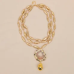 Natural Champagne Quartz Shell Keshi Pearl - Image 6