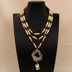 Natural Champagne Quartz Shell Keshi Pearl - Image 2