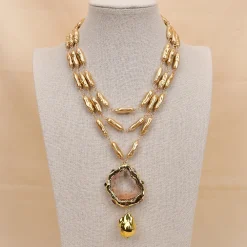 Natural Champagne Quartz Shell Keshi Pearl - Image 3