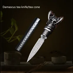 1Pcs Damascus Tea Cone & Buckle Keychain