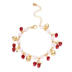 Cherry Heart Pearl Charm Bracelet - Image 4