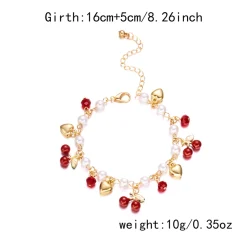 Cherry Heart Pearl Charm Bracelet - Image 6