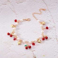Cherry Heart Pearl Charm Bracelet - Image 5