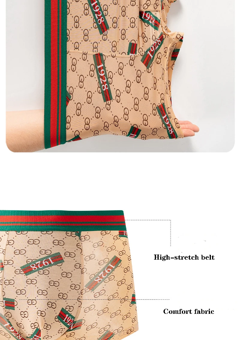 5Pcs/Lot Printed Men's Underwears Men Panties Boxers Breathable Sexy Male Boxer Solid Underpants Plus Size Briefs
