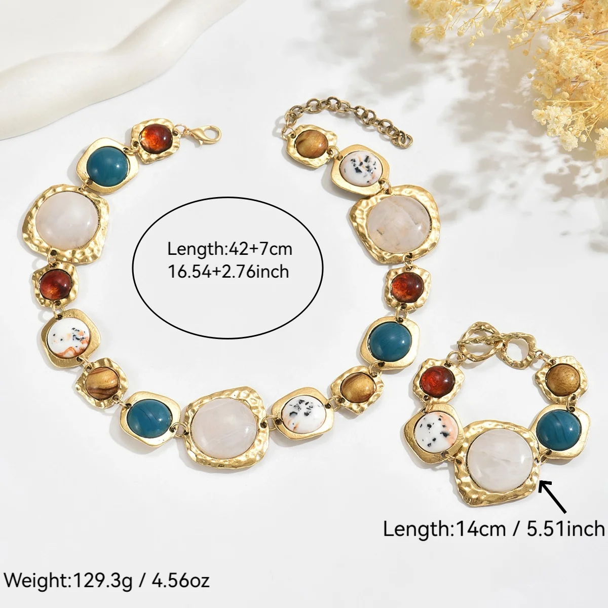 Vintage Multi-color Irregular Geometric Bracelets Necklace Chunky Exaggerated Metal Jewelry Sets Bohemia Fashion Jewelry Gifts Vintage Multi-color Irregular Geometric Bracelets Necklace Chunky Exaggerated Metal Jewelry Sets Bohemia Fashion Jewelry Gifts