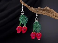 Red Cherry Skulls Dangle
