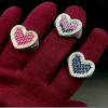 Baguette Heart Pink Stones Rose Gold Plated