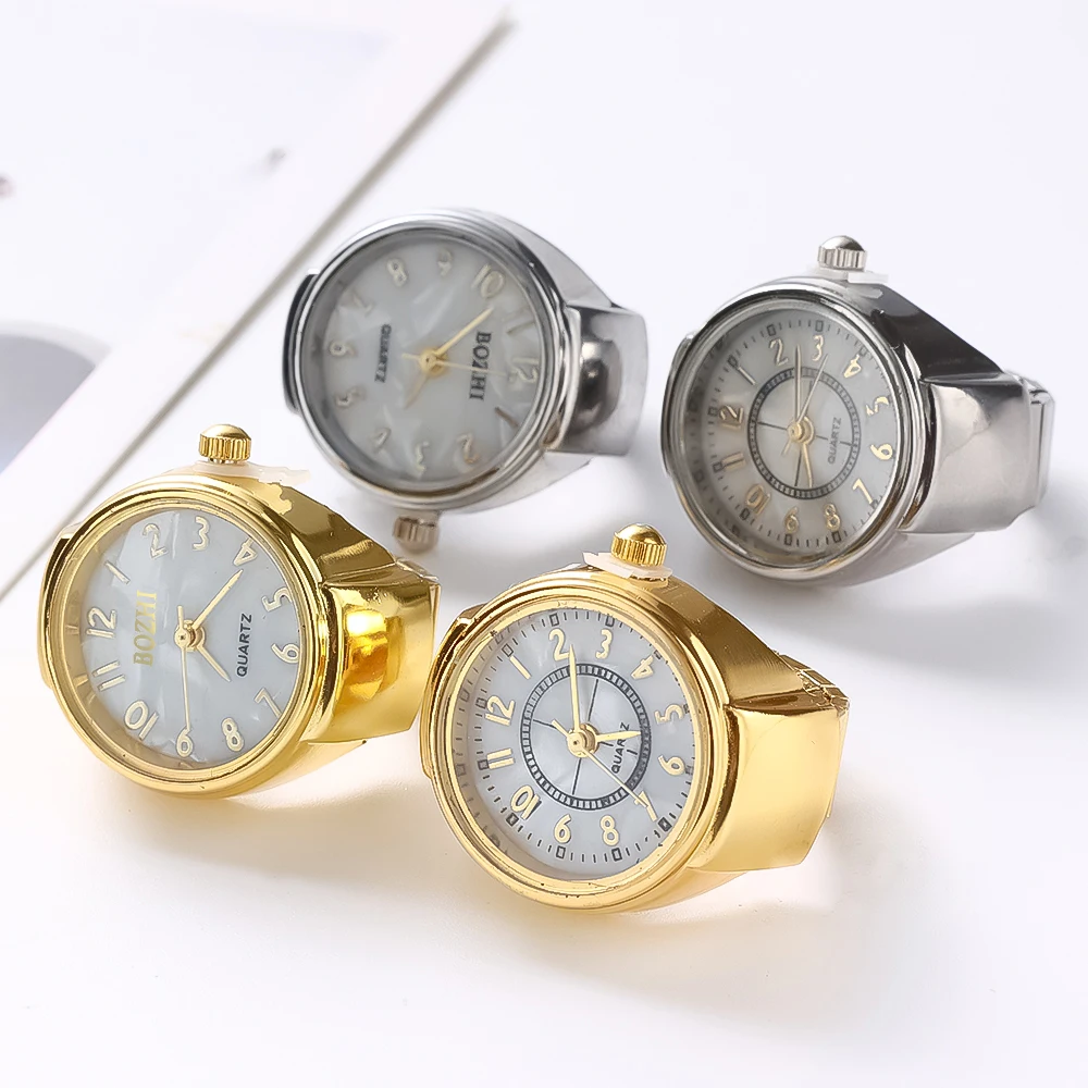 Mini Vintage Punk Finger Watch Rings Elastic Strap Alloy Watches Couple Rings Jewelry Clock Retro Roman Quartz Women Men Watch