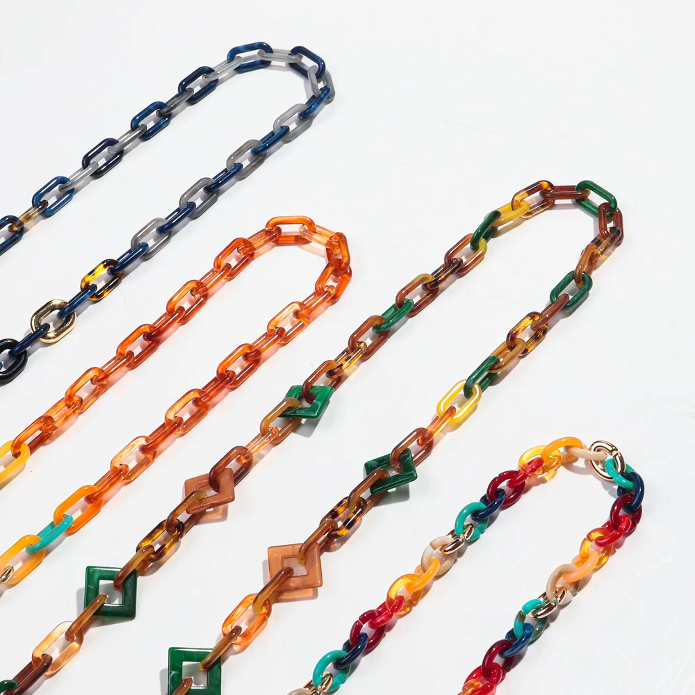 Boho Colorful Acrylic Glasses Chain for Women Fashion Resin Geometric Lanyard Cord Strap Hanging Chain on Sunglasses Accessories