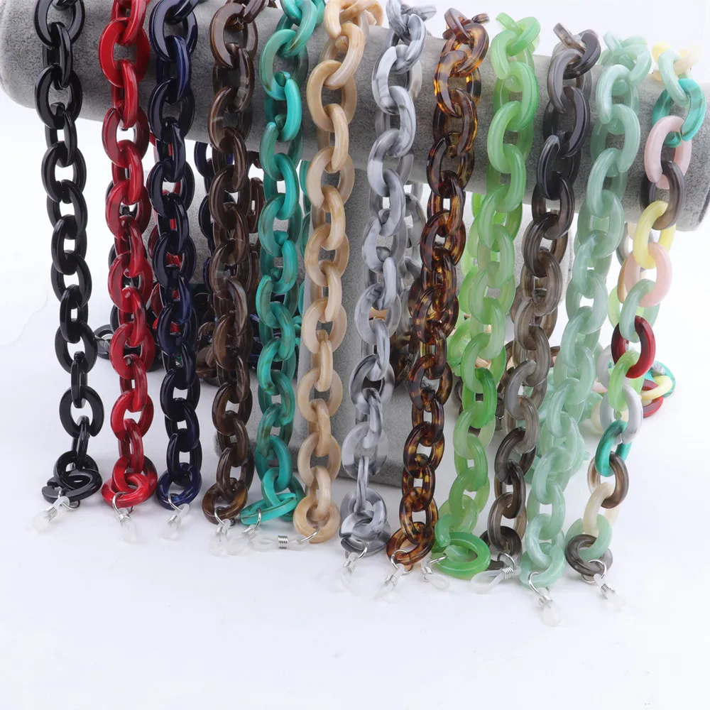 Boho Colorful Acrylic Glasses Chain for Women Fashion Resin Geometric Lanyard Cord Strap Hanging Chain on Sunglasses Accessories