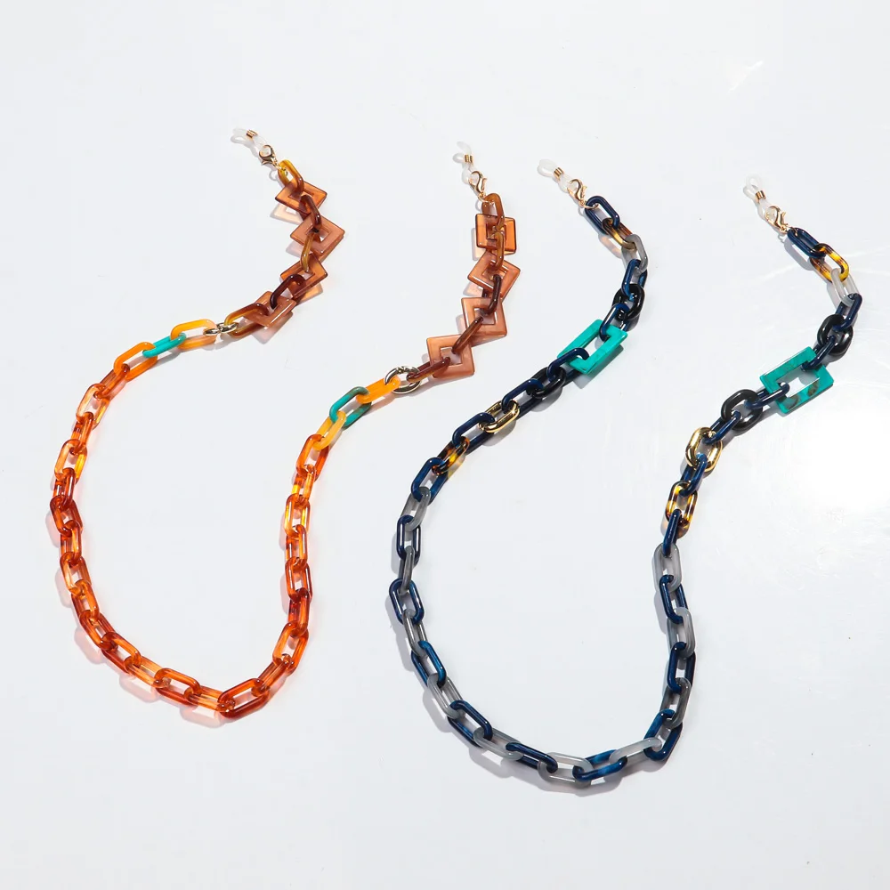Boho Colorful Acrylic Glasses Chain for Women Fashion Resin Geometric Lanyard Cord Strap Hanging Chain on Sunglasses Accessories