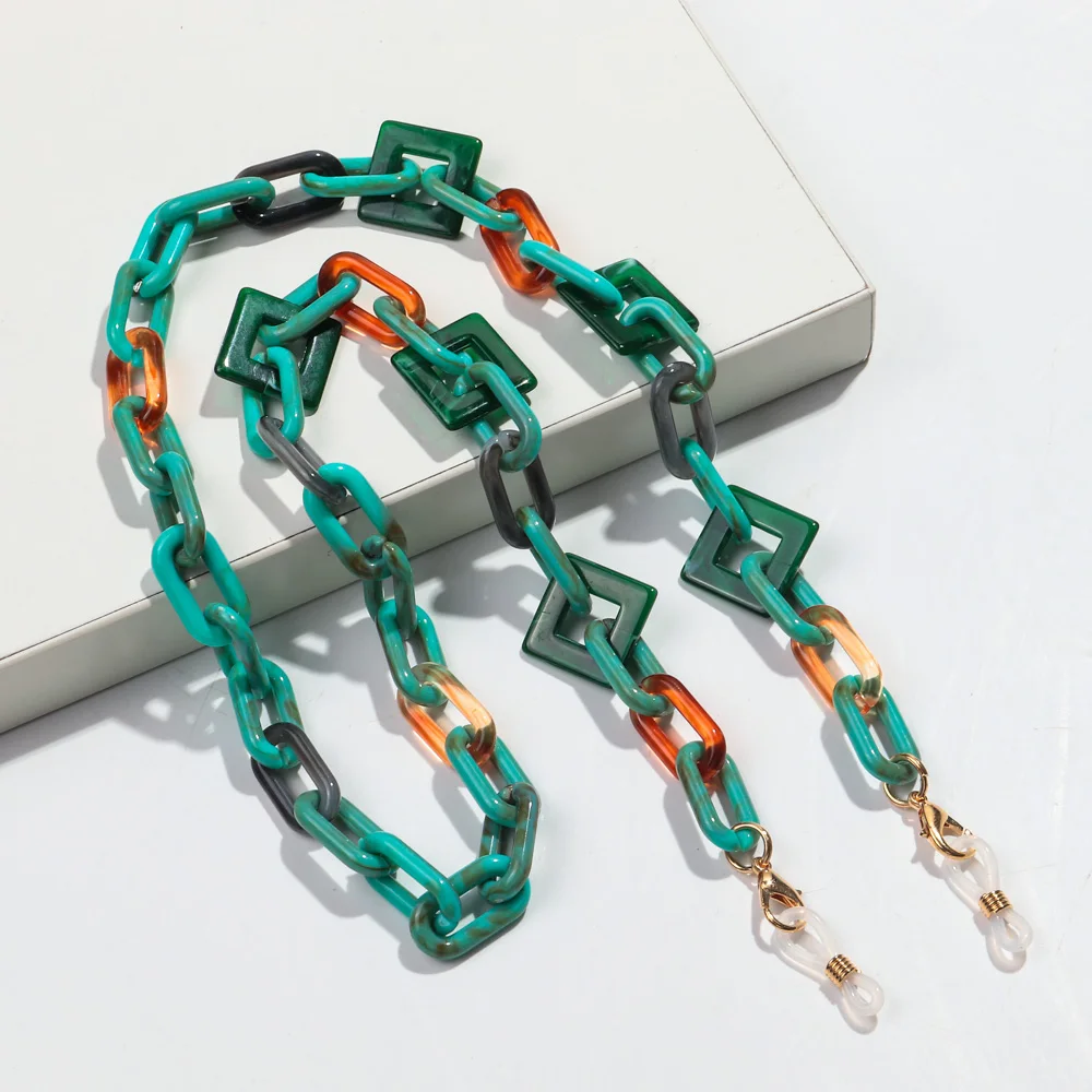 Boho Colorful Acrylic Glasses Chain for Women Fashion Resin Geometric Lanyard Cord Strap Hanging Chain on Sunglasses Accessories